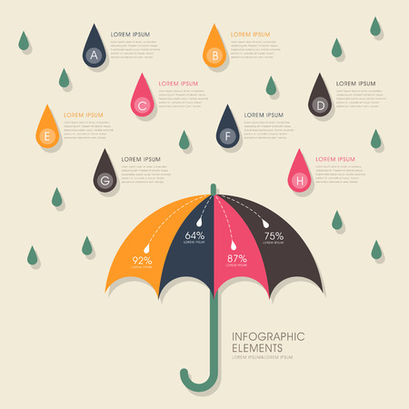 vector illustration abstract umbrella and rain infographics designのイラスト素材