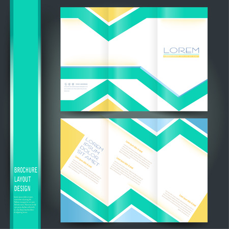 tri fold business brochure template with greenのイラスト素材