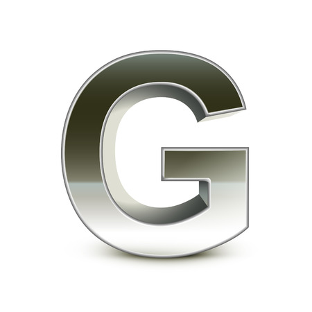 3d silver steel letter G isolated white backgroundのイラスト素材