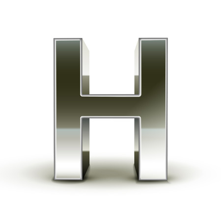 3d silver steel letter H isolated white backgroundのイラスト素材