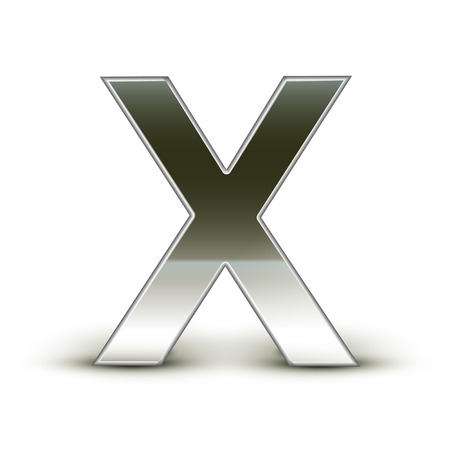 3d silver steel letter X isolated white backgroundのイラスト素材