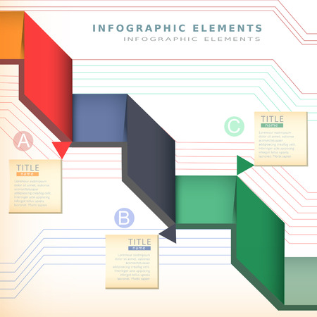 modern vector color origami paper infographic elementsのイラスト素材