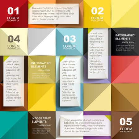 3d modern vector abstract colorful poly paper infographic elementsのイラスト素材