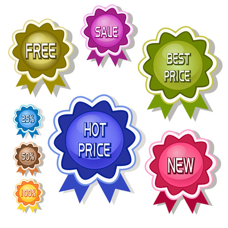set of vector labels in different colorsのイラスト素材