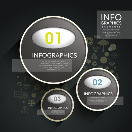 vector abstract black plastic circle label infographic elementsのイラスト素材