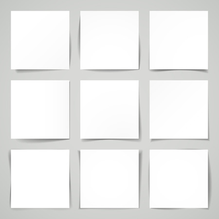 3d modern vector nine squares of blank paperのイラスト素材