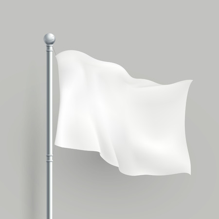 3d modern vector white flag blank templateのイラスト素材