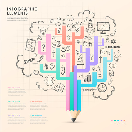 hand draw style vector pencil tree infographic elementsのイラスト素材