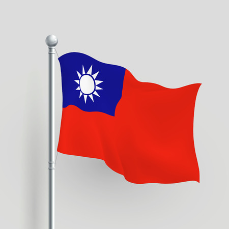 3d Taiwan flag blowing in a breezeのイラスト素材