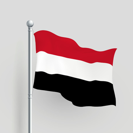 3d Yemen flag blowing in a breezeのイラスト素材