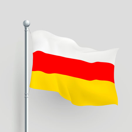 3d the Republic of South Ossetia flag blowing in a breezeのイラスト素材