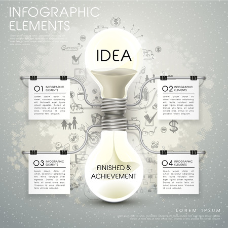 creative template with a bulb hourglass, can be used for infographics and banners or posters, concept vector illustrationのイラスト素材