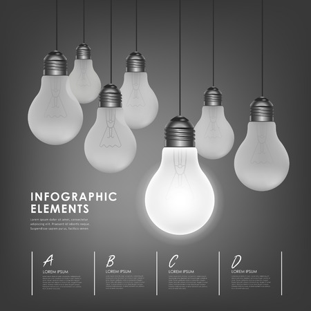 vector creative concept light bulb abstract infographic elementsのイラスト素材