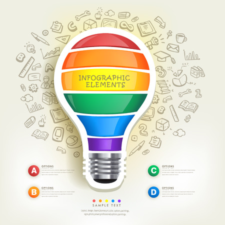 creative infographics template with bulb can be used for infographics and website layout vector, concept vector illustrationのイラスト素材