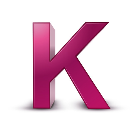 3d pink letter K isolated white backgroundのイラスト素材
