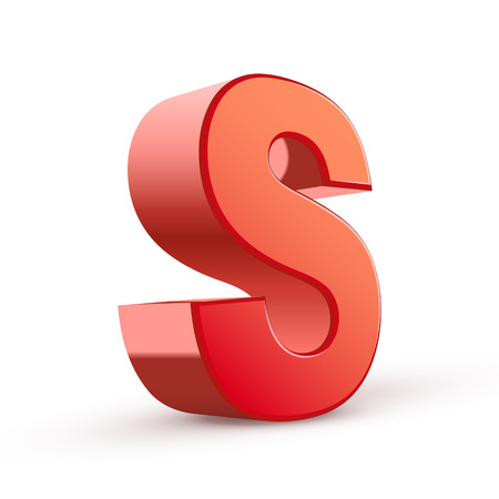 3d red letter S isolated white backgroundのイラスト素材