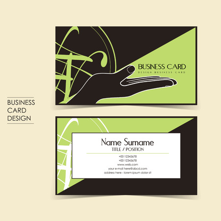 vector business card set template design with handのイラスト素材