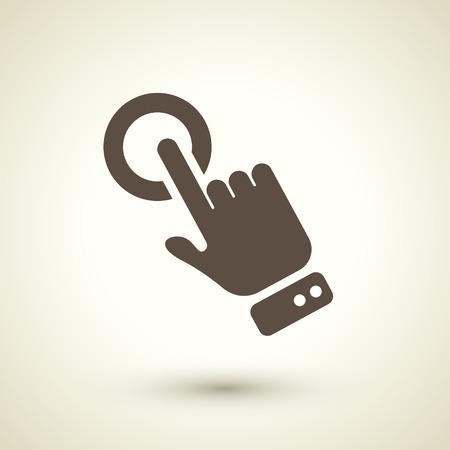 retro style click hand icon isolated on brown backgroundのイラスト素材