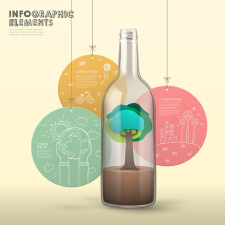 3d vector infographic with tree in a bottleのイラスト素材