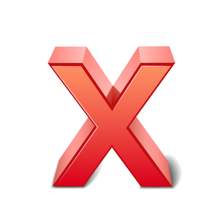 3d red letter X isolated on white backgroundのイラスト素材