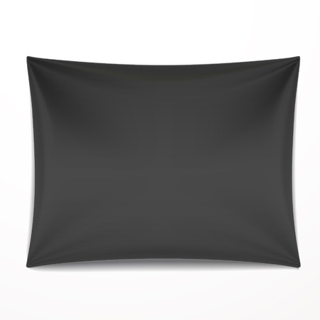 black textile banner with folds over white backgroundのイラスト素材