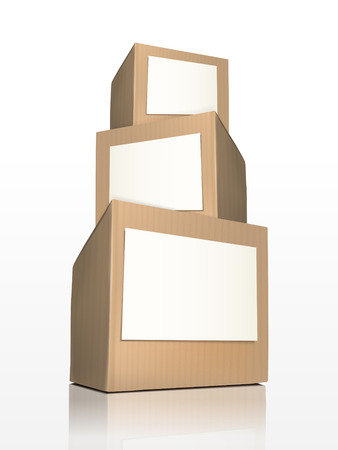 cardboard boxes with paper isolated on white backgroundのイラスト素材