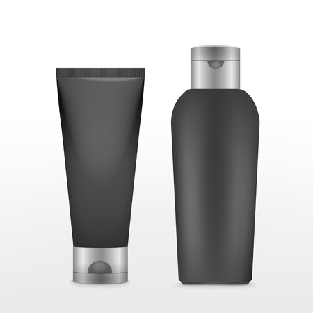 black cosmetics package isolated on white 
backgroundのイラスト素材
