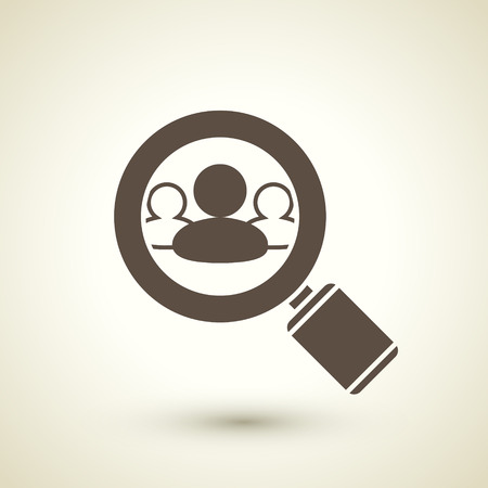 retro flat design icon with magnifying element over brown backgroundのイラスト素材
