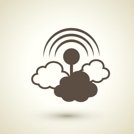 retro flat design icon with cloud computing element over brown backgroundのイラスト素材