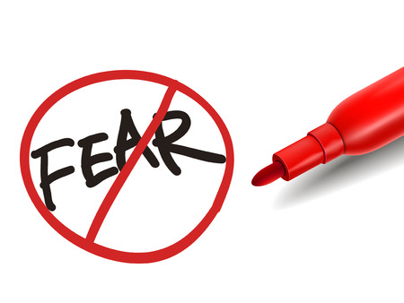 no fear word with a red marker over whiteのイラスト素材