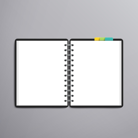 open blank white notebook over grey backgroundのイラスト素材