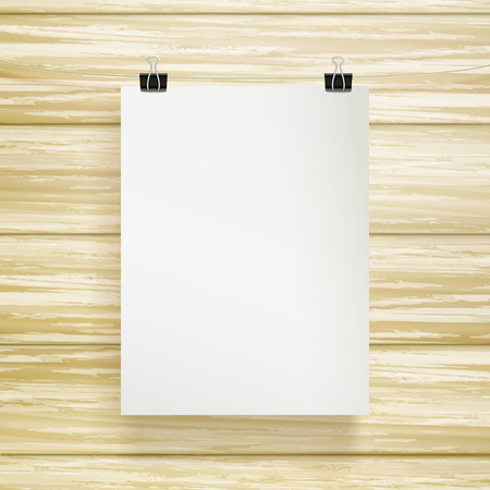 paper blank brochure template isolated over wood grainのイラスト素材