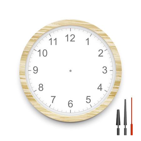 blank wooden clock face isolated on whiteのイラスト素材