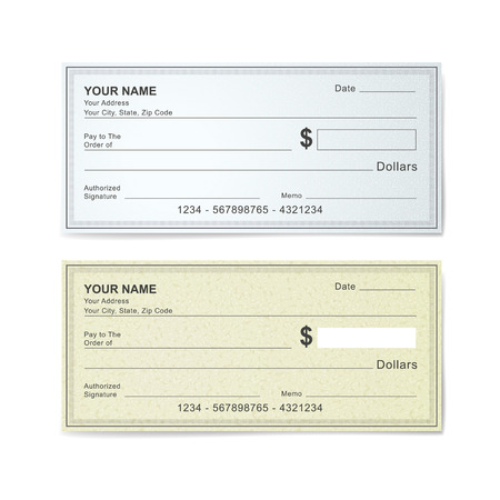 blank bank check template isolated on white