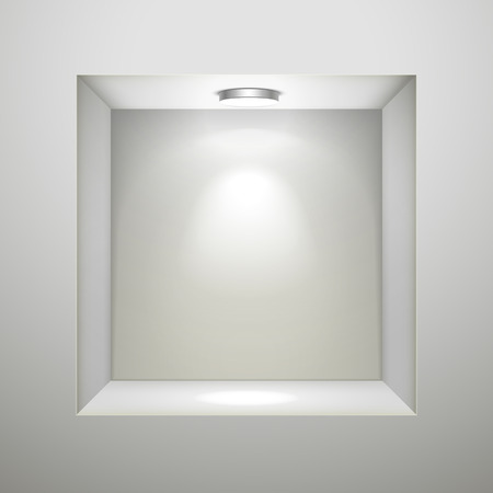 white wall with empty niche for exhibition のイラスト素材