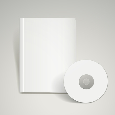 blank book or magazine with compact disc over grey backgroundのイラスト素材