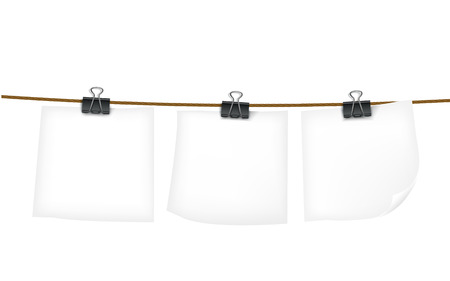 blank notes on rope over white backgroundのイラスト素材