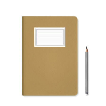blank notebook template and pen isolated on whiteのイラスト素材