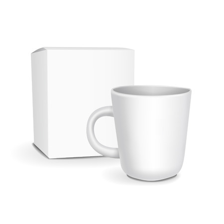 blank white cup and package isolated on white backgroundのイラスト素材