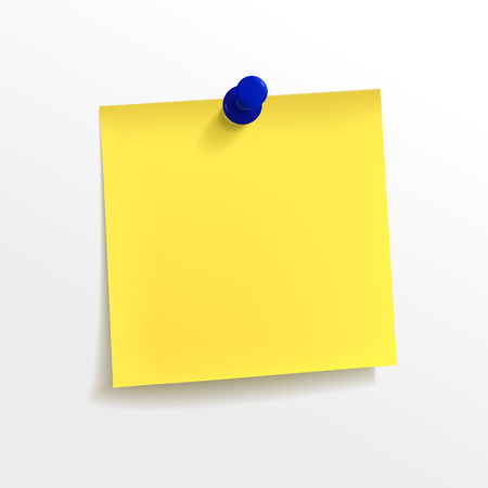 blank yellow note paper with pin on white backgroundのイラスト素材