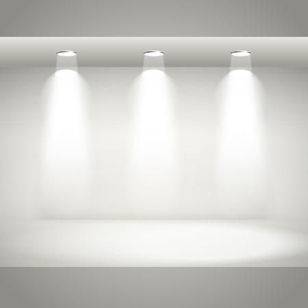 empty white interior wall with light and floorのイラスト素材