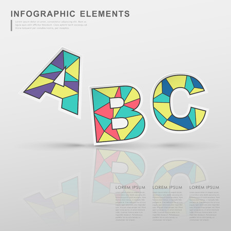 geometric colorful alphabets infographic elements isolated on whiteのイラスト素材