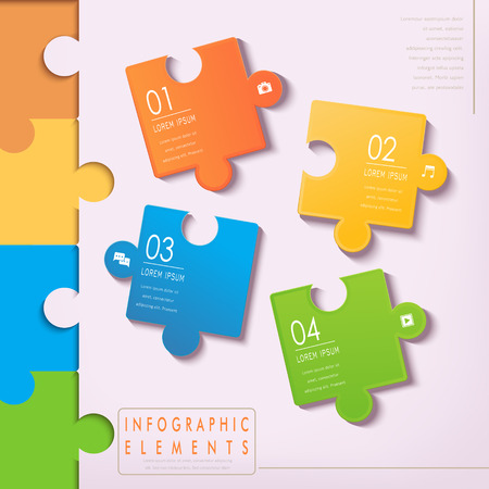 modern puzzle infographic elements isolated on pinkのイラスト素材