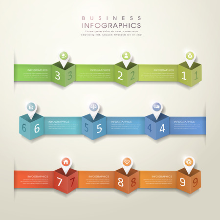 abstract modern paper location mark infographic elements template のイラスト素材