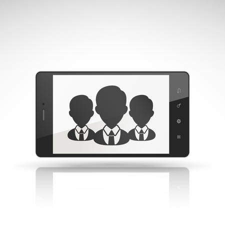 businessman icon on mobile phone isolated on white のイラスト素材