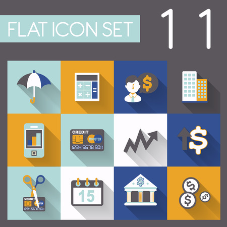investing and finance icon set in flat designのイラスト素材