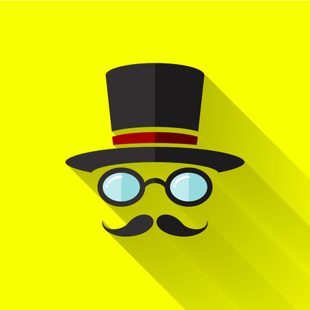 hipster icon in colorful flat design styleのイラスト素材