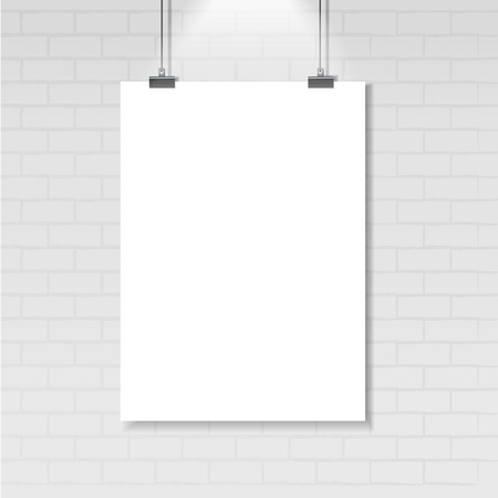 blank paper hanging over the wall with illuminationのイラスト素材