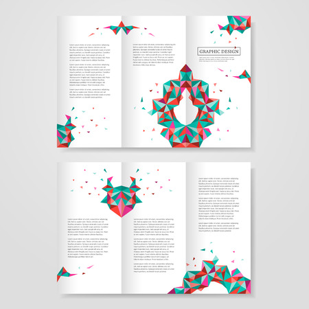 abstract geometric colorful triangles design for tri-fold brochureのイラスト素材