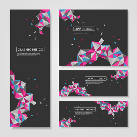 abstract geometric colorful triangles design for banners setのイラスト素材